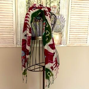 Lightweight Gauzy Fringed Colorful Scarf/Wrap by Hummingbird